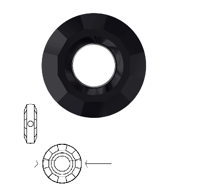 Swarovski Perlen Ring 5139 Jet 12,5mm loch 1,1mm (2)