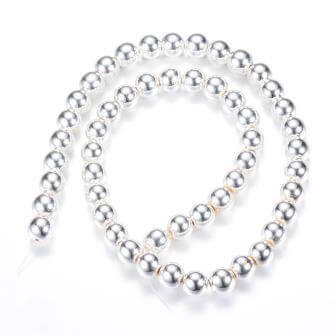 Perles d'hématite reconstituée Plaqué argenté 2 mm - 1 rang - 200 perles (vendues par 1 rang)