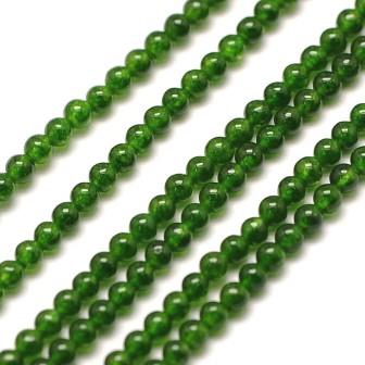 Jade naturel teinté vert émeraude, perles rondes 2mm, trou: 0.8mm, environ 184 (Vente par 1 rang)