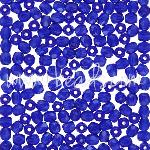 Perles facettes de bohème cobalt 3mm (50)