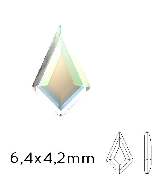 2771  Swarovski flat back KITE  rhinestones crystal AB 6.4x4.2mm (10)